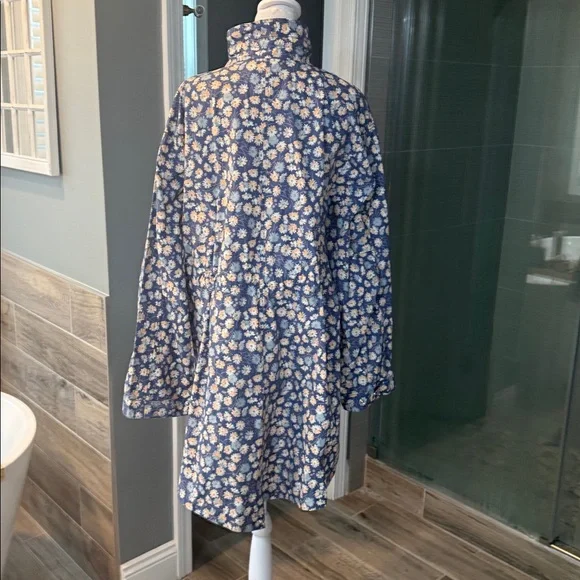 Madewell Womens Flattering Ruffle-Neck Anorak Raincoat French Floral XXL